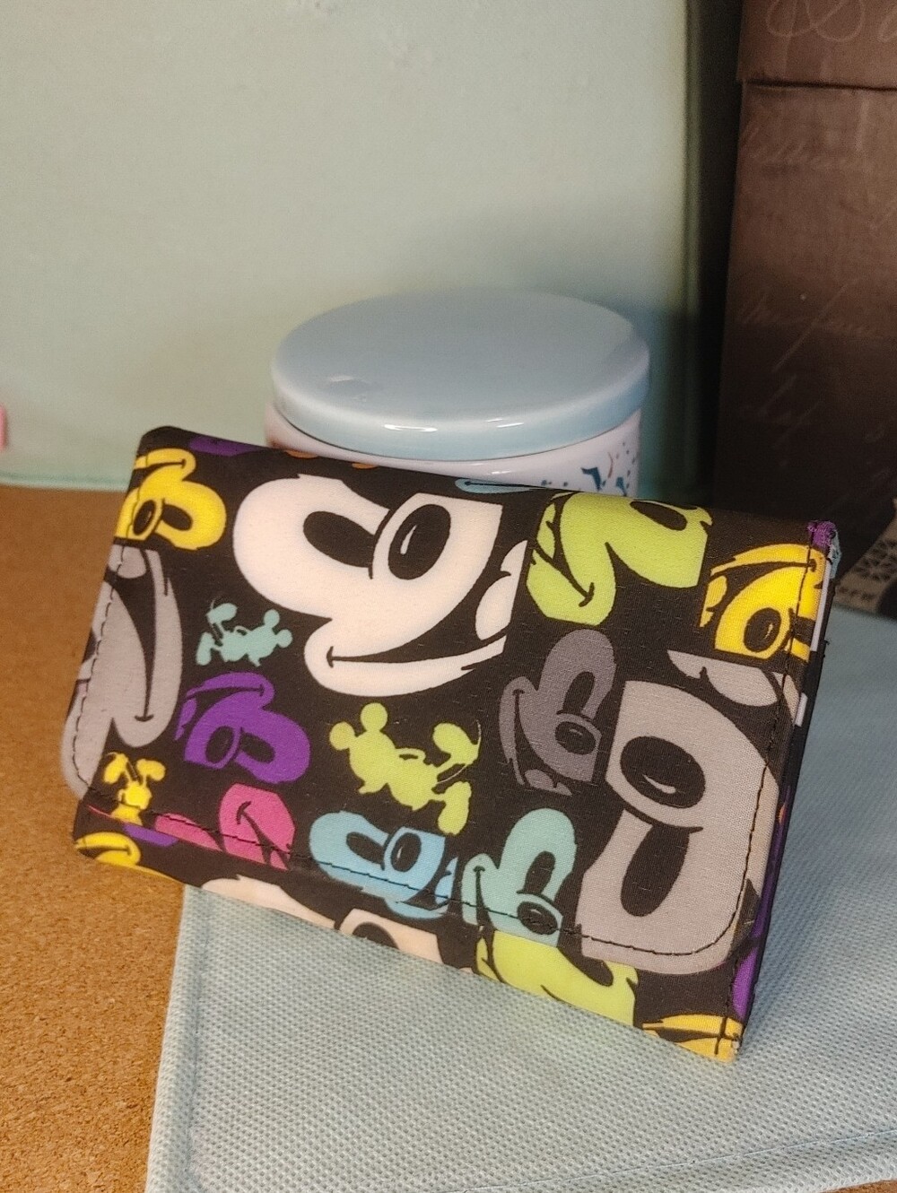 Disney Multi-color Mickey Print Black Wallet